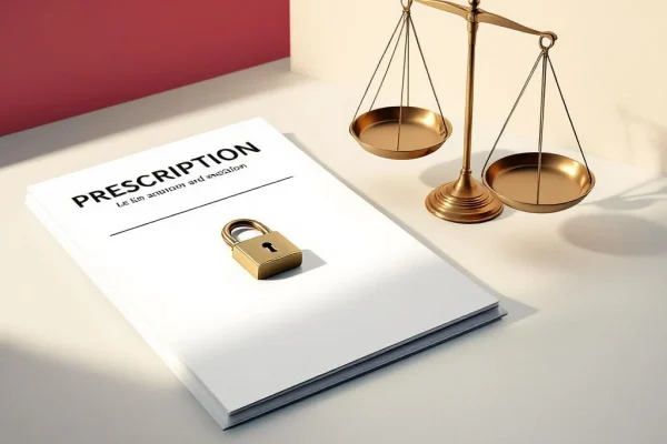 Abstract illustration of a locked prescription pad and brass scales representing PMHNP clinical restraint